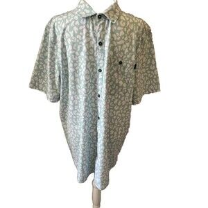 William Murray Polo Shirt Mens Large Aqua Leopard Golf Short Sleeve Performance